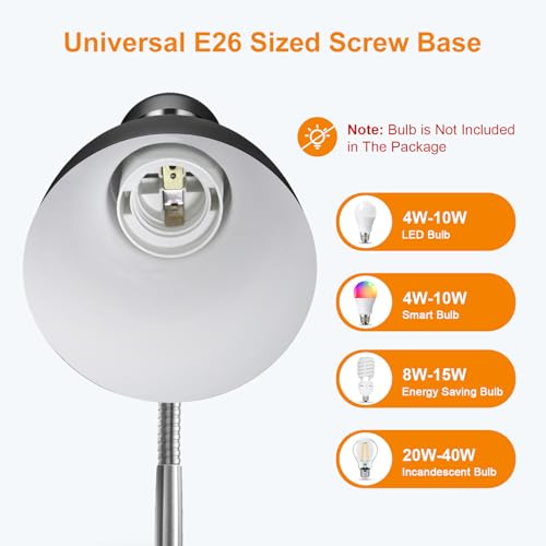 LEPOWER Metal Desk Lamp, Adjustable Goose Neck Table Lamp, Eye-Caring Study Desk Lamps for Bedroom, Study Room and Office (Black) - Image 5