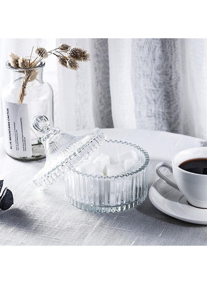 AKDC Glass Sugar Bowl With Glass Lid Crystal Candy Dish With Lid Decorative Covered Candy Jar 3.94" X 2.64"  - Image 3