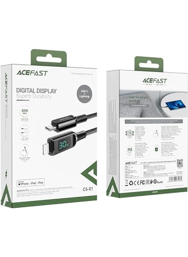 CABLE-0R ACEFAST TYPE C DIGITAL DISPLAY C6-01 Black