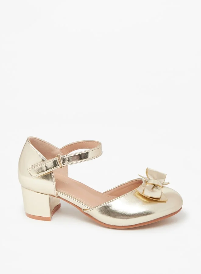 Flora Bella By Shoexpress Girl's Bow Detail Ballerina Shoes With Block Heels