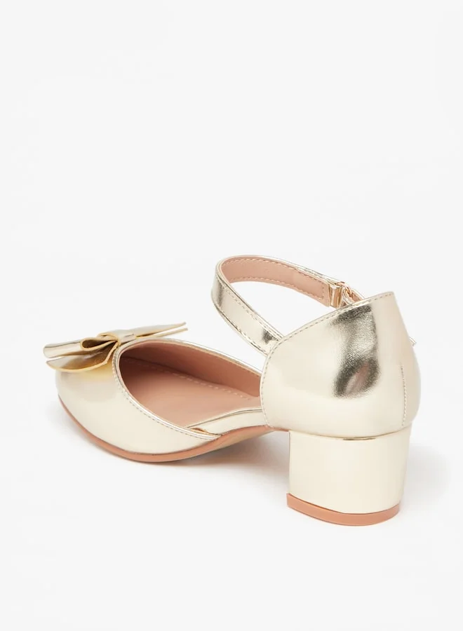 Flora Bella By Shoexpress Girl's Bow Detail Ballerina Shoes With Block Heels