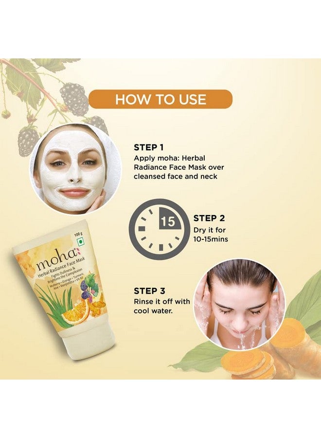 Herbal Radiance Face Mask For Nourished And Bright Skin - Reduces Dullness & Tanning - Ayurvedic Formula With No Paraben, No Sulphate, Mineral Oil & Artificial Colour - 100G (Pack Of 1)