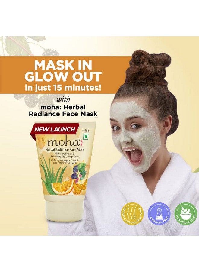 Herbal Radiance Face Mask For Nourished And Bright Skin - Reduces Dullness & Tanning - Ayurvedic Formula With No Paraben, No Sulphate, Mineral Oil & Artificial Colour - 100G (Pack Of 1)