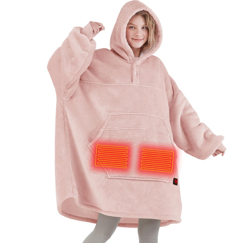 Degrees of Comfort Degrees of Comfort Pink Heated Wearable Blanket Cordless Heating Hoodie for Women Blush 