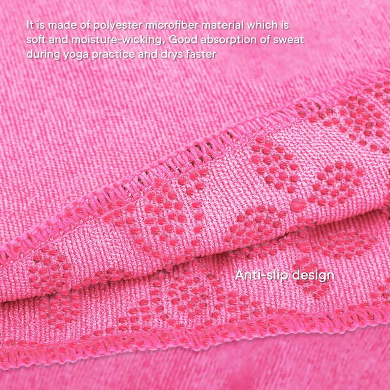 Yuilgdo Yoga Towels, Non Slip Hot Yoga Mat Towel with Grip Dots,Super-Absorbent Soft Microfiber Yoga Blanket for Pilates, Fitness and Workout 72inch x 24inch (Hot Pink) - Image 3
