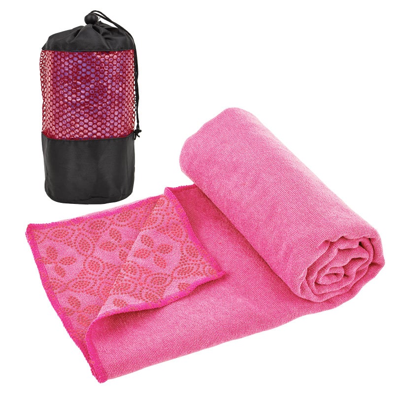 Yuilgdo Yoga Towels, Non Slip Hot Yoga Mat Towel with Grip Dots,Super-Absorbent Soft Microfiber Yoga Blanket for Pilates, Fitness and Workout 72inch x 24inch (Hot Pink) - Image 1