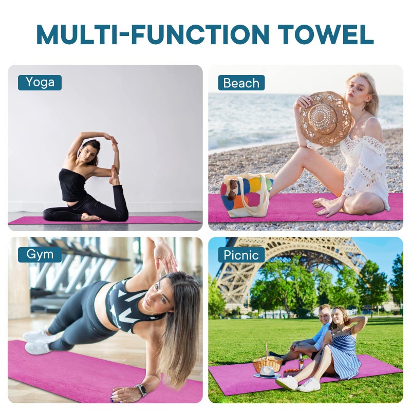 Yuilgdo Yoga Towels, Non Slip Hot Yoga Mat Towel with Grip Dots,Super-Absorbent Soft Microfiber Yoga Blanket for Pilates, Fitness and Workout 72inch x 24inch (Hot Pink) - Image 5