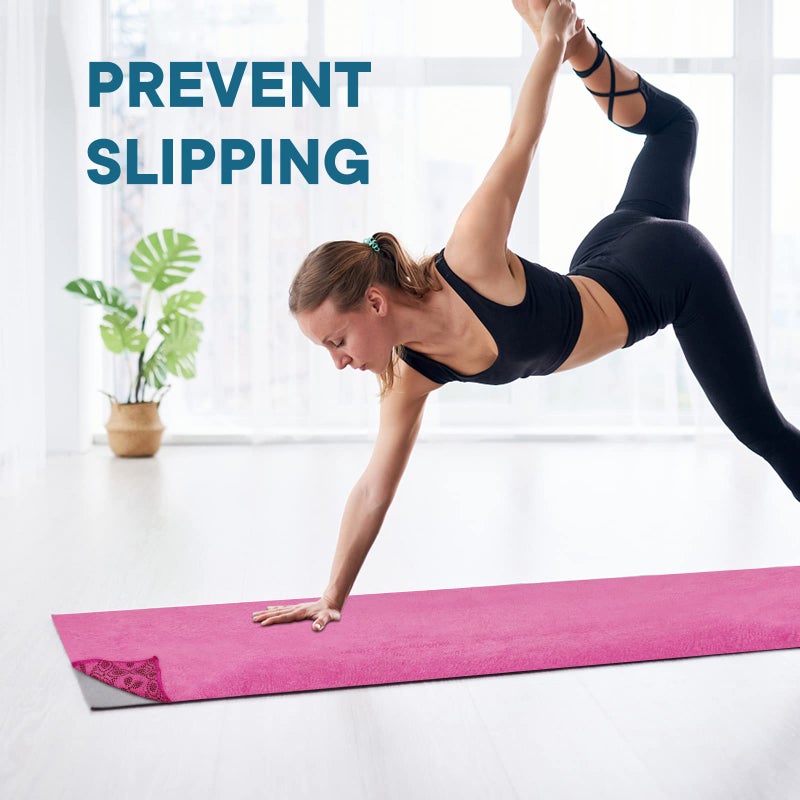 Yuilgdo Yoga Towels, Non Slip Hot Yoga Mat Towel with Grip Dots,Super-Absorbent Soft Microfiber Yoga Blanket for Pilates, Fitness and Workout 72inch x 24inch (Hot Pink) - Image 4
