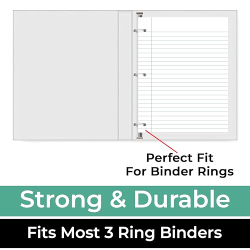 Rosmonde Loose Leaf Paper, 900 Sheets, 6 Pack, Wide Ruled, 8" x 10.5", 56 gsm Bulk Office Filler Sheets, 3 Hole Punched, 150 Sheets/Pack, Wide Ruled for 3 Ring Binder, Notebook Paper, White - Image 4