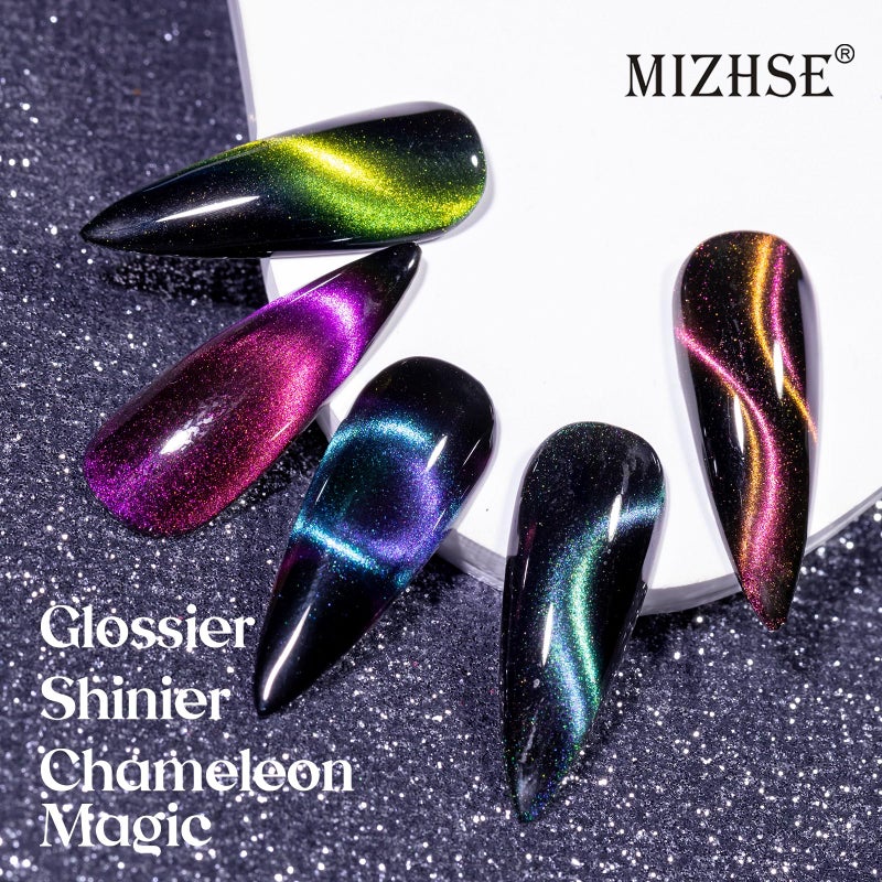 MIZHSE 8 Colors 9D Cat Eye Gel Nail Polish, Upgraded Magnetic Gel Polish Kit with Magnet Stick, Galaxy Chameleon Effect Silk Cat Eye Nail Polish Soak Off Nail Art Salon Manicure Home Ladies Gift - Image 2