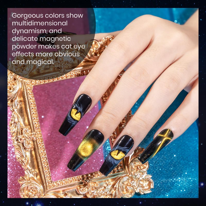 MIZHSE 8 Colors 9D Cat Eye Gel Nail Polish, Upgraded Magnetic Gel Polish Kit with Magnet Stick, Galaxy Chameleon Effect Silk Cat Eye Nail Polish Soak Off Nail Art Salon Manicure Home Ladies Gift - Image 3