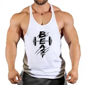 Mens Loose Fit Tank Top Sleeveless Muscle Vest White.  - Image 1