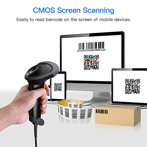 EYOYO ماسح الباركود اليدوي USB 2D من Eyoyo EYH2، ماسح QR تلقائي سلكي مع كابل USB طويل لنقاط البيع والدفع عبر الهاتف المحمول، متجر الراحة، السوبر ماركت، المستودع - Image 4