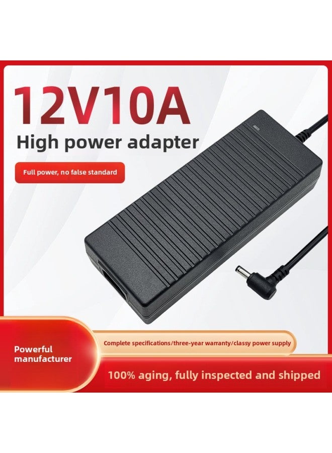 12V10A Power Adapter LED Light Display Motor Regulated Desktop 120W Switching Power Supply 12v10a-Color:Black-Specifications:European-style Double-line One-piece
