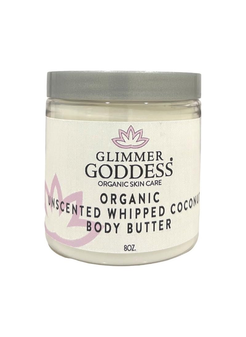 glimmer goddess GLIMMER GODDESS Organic Vegan Whipped Coconut Oil  Vitamin E Body Butter  UNSCENTED Moisturizing Antiaging Skin Repairing 8 oz 