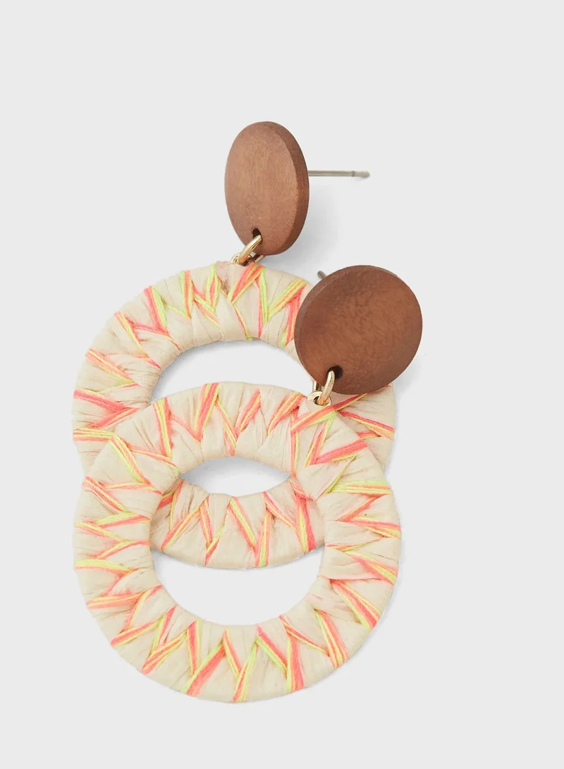 American Eagle Wood And Neon Statement Earrings