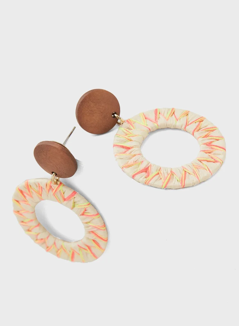 American Eagle Wood And Neon Statement Earrings