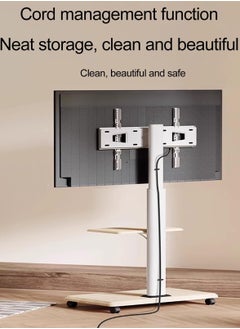 XiuWoo Rolling TV Floor Stand for 32 to 75 inch TVs with Shelf Storage Base,Portable Mobile Cart with Wheels, with Swivel Mount,Corner Universal Stands for Bedroom, Outdoor  - Image 2
