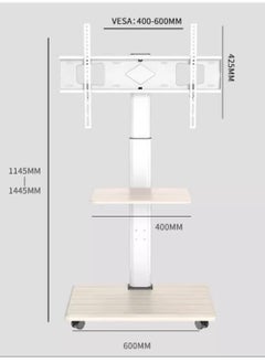 XiuWoo Rolling TV Floor Stand for 32 to 75 inch TVs with Shelf Storage Base,Portable Mobile Cart with Wheels, with Swivel Mount,Corner Universal Stands for Bedroom, Outdoor  - Image 5