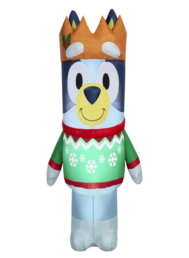 Gemmy Bluey Christmas Inflatable with Crown and Sweater, 5 Ft Tall Indoor/Outdoor Holiday Decoration - Image 1