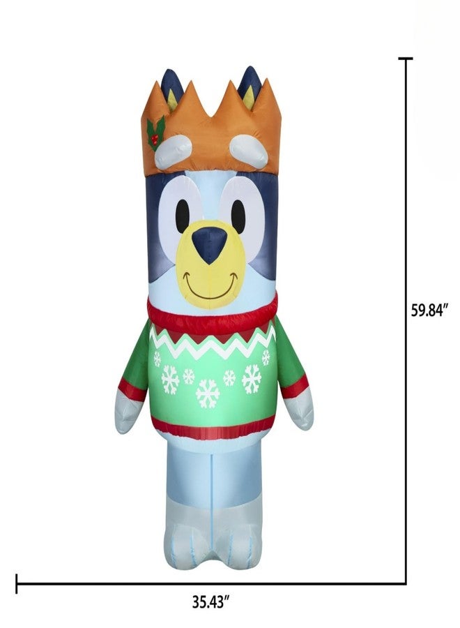 Gemmy Bluey Christmas Inflatable with Crown and Sweater, 5 Ft Tall Indoor/Outdoor Holiday Decoration - Image 2