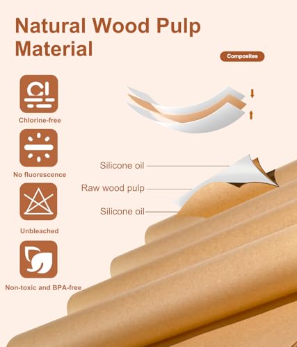 Avirho Unbleached Parchment Paper Baking Sheets, 9x13IN Precut Non-Stick Parchment Paper for Baking, Grilling, Air Fryer, Steaming-70 Sheets Unbleached Parchment Sheets for Bread Cup Cake Cookie And More - Image 3