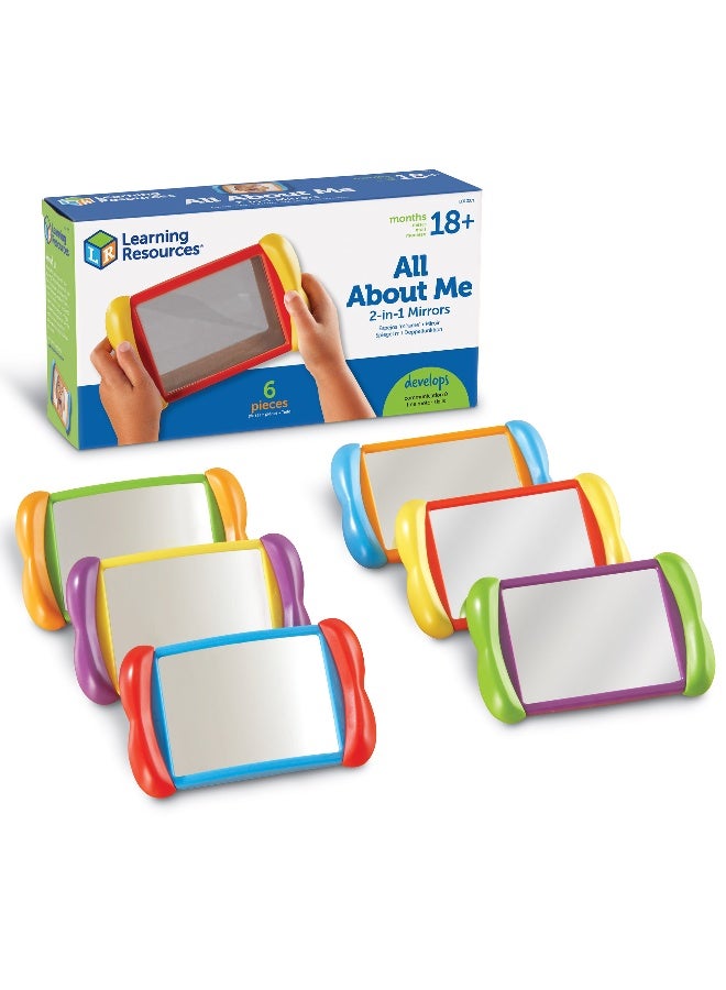 Learning Resources All About Me 2-In-1 Mirrors, Double-Sided Fun & Regular Mirrors For Self-Awareness, Develops Body & Emotional Skills, Set Of 6, Ages 2+ - Image 1