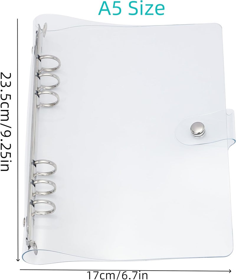 SICCOMA Journal Binder Cover A5 Clear Plastic Planner Cover Notebook Binder Refillable Notebook Shell (6.7”x9.2”) for Round-Ring Planner Pages (Inner Paper Not Included) - Image 3