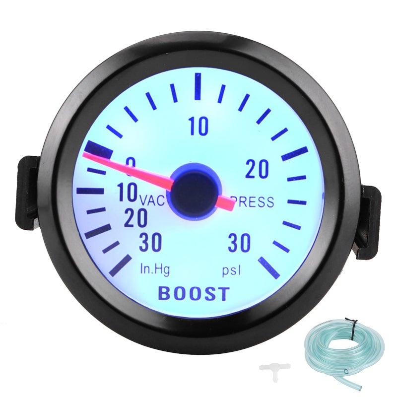 Universal Boost Pointer Gauge Vacuum Pressure Meter 0‑30PSI 12V Blue LED Dial 52mm Dia for Cars Motors - Image 4