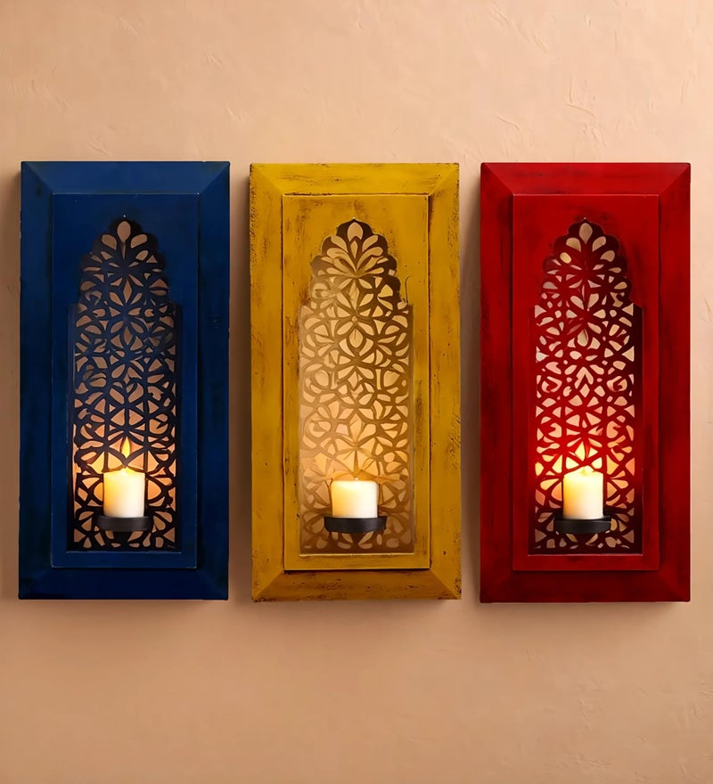 CRAFT TREE MDF Wall Hanging Carving Jharokha Frame for Home Decor Wall Hanging Showpiece Decor Red Colour (Inner Size L6*H17 Inch) - Image 1