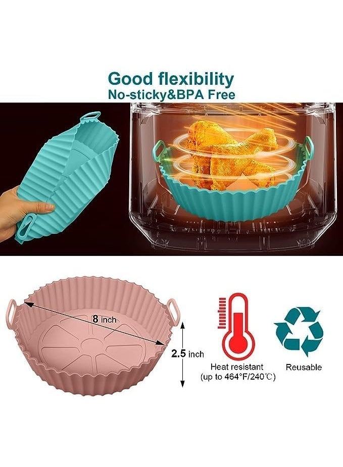 CAZADORA 2PCS Silicone Air Fryer Liners – 8 Inch Round Reusable Baking Tray Insert – Non-Stick, Heat Resistant, BPA-Free, Food-Grade Silicone – Dishwasher Safe, Eco-Friendly, Easy to Clean – Compatible with Most Air Fryers Including Extra Large Sizes – Keeps Basket Clean and Oil-Free – Safe Cooking with Crisp Results – Suitable for Frying, Baking, Steaming, and Reheating – Ideal for Healthy Cooking – Flexible Design with High Sides for Spill Protection – Includes 5 Modern Colors: Red, Light Blue, Bronze, Grey, Pink – Thick and Durable Silicone Material – Prevents Food Sticking or Burning – Foldable and Space-Saving – Perfect for Everyday Use – Must-Have Kitchen Accessory – Premium Quality – Model Number: 7015 – Universal Fit – Designed for Modern Homes and Kitchens – 20.3 cm Diameter, 6.4 cm Height – Practical, Multi-Use, Easy to Store, Heat Safe up to 230°C - Image 4