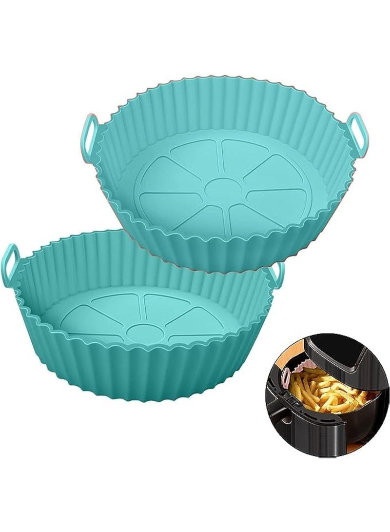 CAZADORA 2PCS Silicone Air Fryer Liners – 8 Inch Round Reusable Baking Tray Insert – Non-Stick, Heat Resistant, BPA-Free, Food-Grade Silicone – Dishwasher Safe, Eco-Friendly, Easy to Clean – Compatible with Most Air Fryers Including Extra Large Sizes – Keeps Basket Clean and Oil-Free – Safe Cooking with Crisp Results – Suitable for Frying, Baking, Steaming, and Reheating – Ideal for Healthy Cooking – Flexible Design with High Sides for Spill Protection – Includes 5 Modern Colors: Red, Light Blue, Bronze, Grey, Pink – Thick and Durable Silicone Material – Prevents Food Sticking or Burning – Foldable and Space-Saving – Perfect for Everyday Use – Must-Have Kitchen Accessory – Premium Quality – Model Number: 7015 – Universal Fit – Designed for Modern Homes and Kitchens – 20.3 cm Diameter, 6.4 cm Height – Practical, Multi-Use, Easy to Store, Heat Safe up to 230°C - Image 1