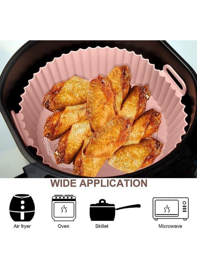 CAZADORA 2PCS Silicone Air Fryer Liners – 8 Inch Round Reusable Baking Tray Insert – Non-Stick, Heat Resistant, BPA-Free, Food-Grade Silicone – Dishwasher Safe, Eco-Friendly, Easy to Clean – Compatible with Most Air Fryers Including Extra Large Sizes – Keeps Basket Clean and Oil-Free – Safe Cooking with Crisp Results – Suitable for Frying, Baking, Steaming, and Reheating – Ideal for Healthy Cooking – Flexible Design with High Sides for Spill Protection – Includes 5 Modern Colors: Red, Light Blue, Bronze, Grey, Pink – Thick and Durable Silicone Material – Prevents Food Sticking or Burning – Foldable and Space-Saving – Perfect for Everyday Use – Must-Have Kitchen Accessory – Premium Quality – Model Number: 7015 – Universal Fit – Designed for Modern Homes and Kitchens – 20.3 cm Diameter, 6.4 cm Height – Practical, Multi-Use, Easy to Store, Heat Safe up to 230°C - Image 5
