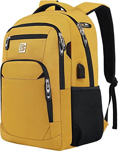 Volher Laptop Backpack,Business Travel Anti Theft Slim Durable Laptops Backpack with USB Charging Port,Water Resistant College Computer Bag for Women & Men Fits 15.6 Inch Laptop and Notebook-Yellow - Image 1