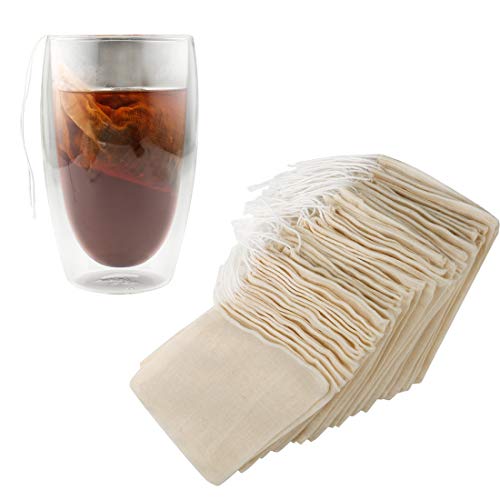 Housim Tea Filter Bags, 50 Pack Housim Reusable Cotton Tea Bags Empty Unbleached Strainer Filter Bags ECO Friendly Tea/Herb Brew Bags Loose Leaf Tea Infuser for Home Office Travel (3.1 x 3.9Inch) - Image 5