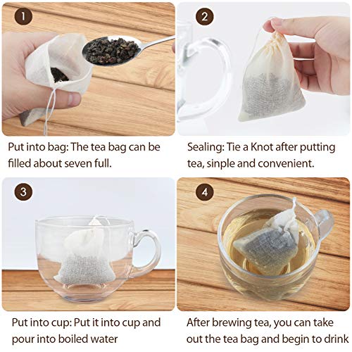 Housim Tea Filter Bags, 50 Pack Housim Reusable Cotton Tea Bags Empty Unbleached Strainer Filter Bags ECO Friendly Tea/Herb Brew Bags Loose Leaf Tea Infuser for Home Office Travel (3.1 x 3.9Inch) - Image 4