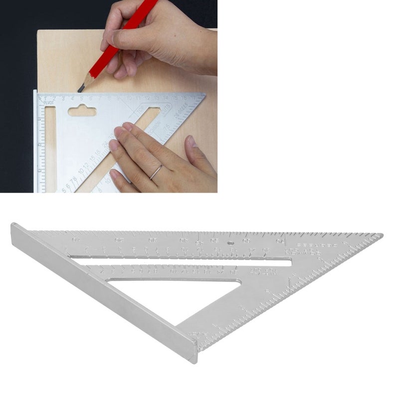 Right Angle Triangle Ruler: 3mm Thickened Aluminum Alloy - Clear Scale For Precise Measurement, Durable Design For Woodworking, Professional Drawing, Decoration Design, Linear Cutting - Image 3