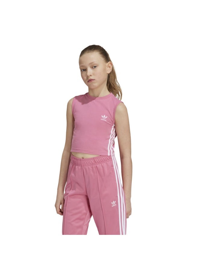 adidas Originals CROP TANK TOP Pink Originals Kids TOPS - Image 3
