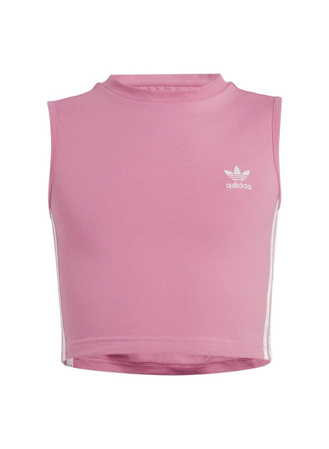adidas Originals CROP TANK TOP Pink Originals Kids TOPS - Image 2
