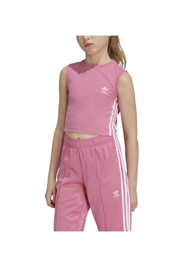 adidas Originals CROP TANK TOP Pink Originals Kids TOPS - Image 4