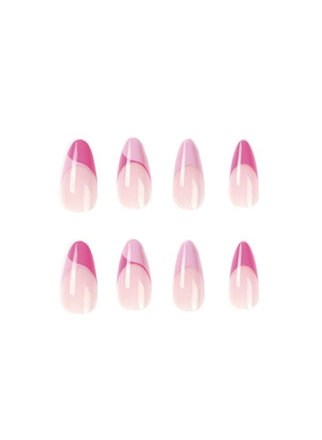 24 قطعة من أظافر اللوز الوردية المموجة - Image 4