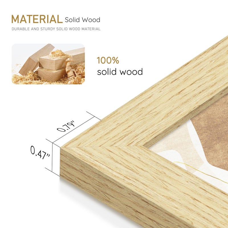Fisnish 9x12 Picture Frame, Natural Solid Wooden Picture Frames, Display 9x12 Photos without Mat, Horizontal or Vertical Wall Mounting, Oak Wood Grain, 1 Pack - Image 5