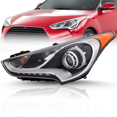 ALLIGATOR AUTO LIGHTS Headlight Assembly Compatible With Hyundai Veloster 20132017 Halogen Projector Headlamp with Bulbs LeftDriver Side 921012V110 HY2502170 - Image 1