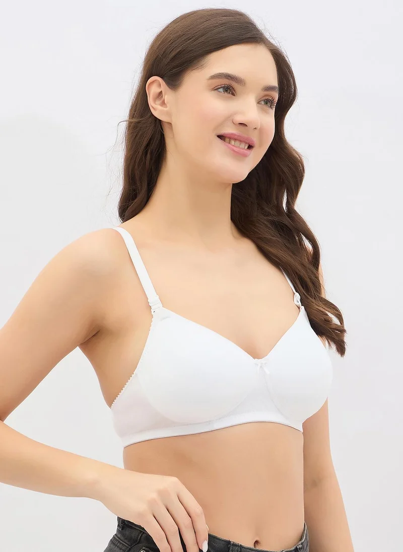 Clovia White Clovia Padded Non-Wired Full Coverage Multiway T-Shirt Bra in White - Cotton for Women | Best Price UAE