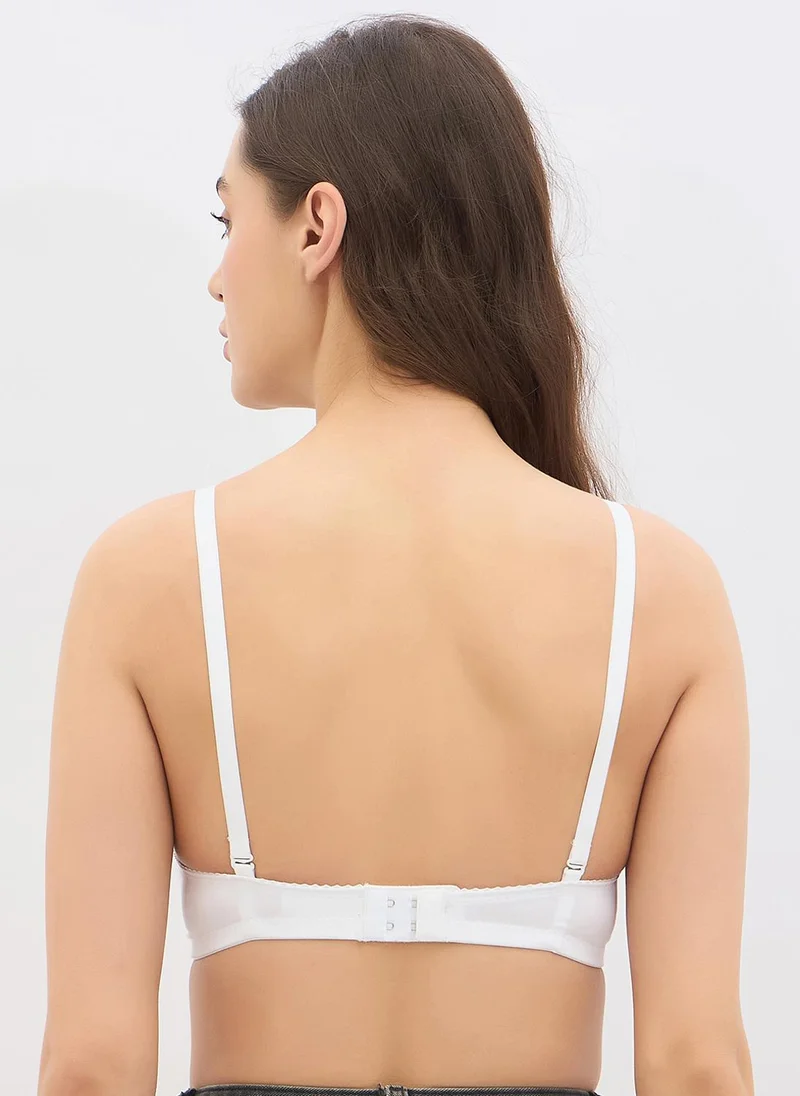 Clovia White Clovia Padded Non-Wired Full Coverage Multiway T-Shirt Bra in White - Cotton for Women | Best Price UAE