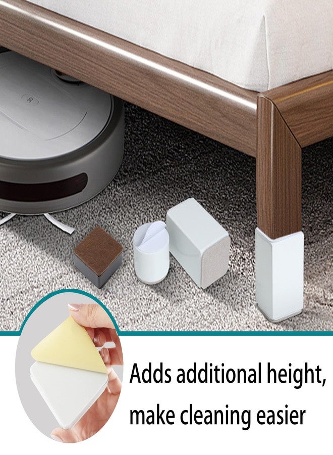 AUXBC 1.2 Inch Self-Adhesive Furniture Riser, Square Carbon Steel Bed Table Sofa Lift Heavy Duty Bed Riser, Adds 1.2 Inch Height with Felt Pad (4Pcs/White) - Image 4