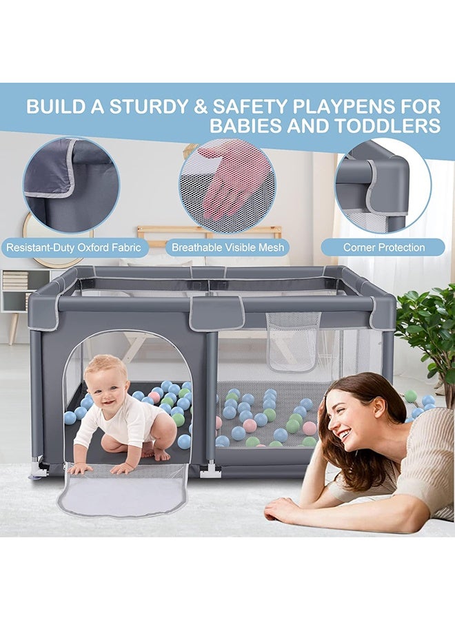 RollsTimi  Baby Playpen- Play Yard for Babies Toddlers- Portable Baby Fence Indoor with Door- Anti-Fall Activity Center,Grey - Image 5