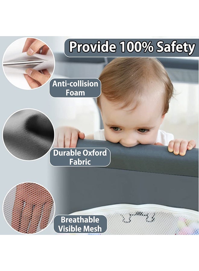 RollsTimi  Baby Playpen- Play Yard for Babies Toddlers- Portable Baby Fence Indoor with Door- Anti-Fall Activity Center,Grey - Image 3