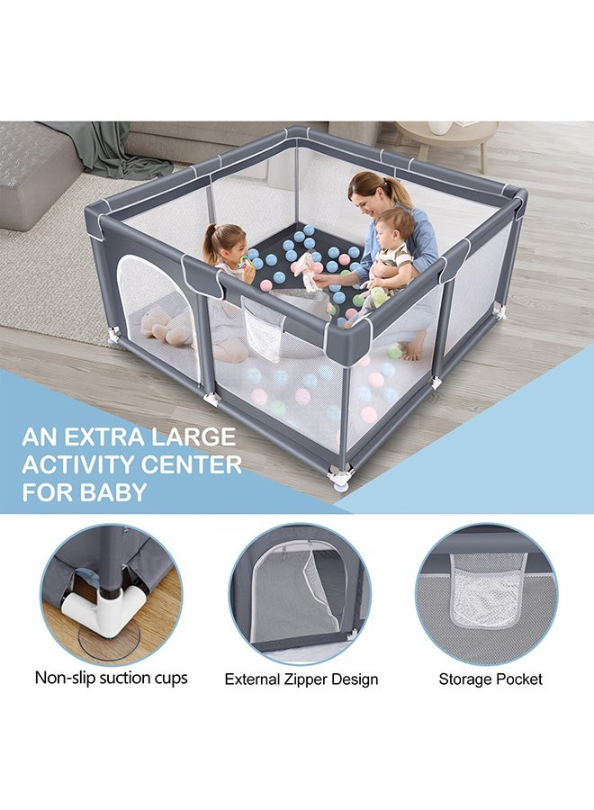 RollsTimi  Baby Playpen- Play Yard for Babies Toddlers- Portable Baby Fence Indoor with Door- Anti-Fall Activity Center,Grey - Image 2