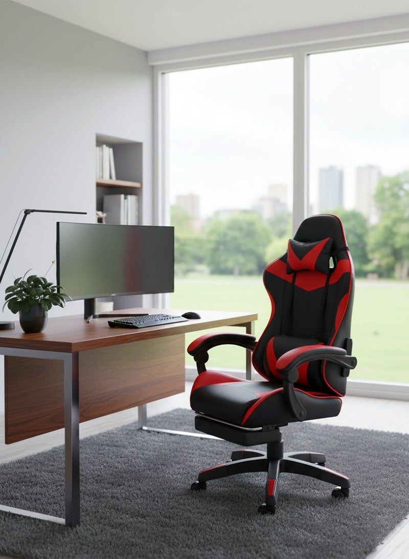 AGD Office and Gaming Chair with Armrests and Footrest, Swivel Chair with High Reclining Back, Headrest, Backrest, and Lumbar Support - Image 1